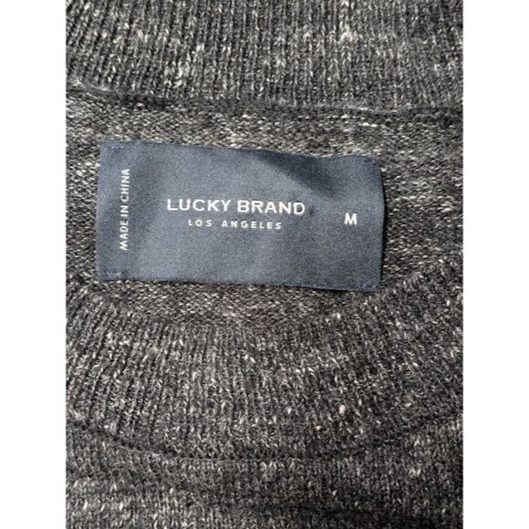 Lucky Brand Colorblock Knit Sweater Men Size M Marled Pullover Soft Office Cozy - Picture 7 of 7